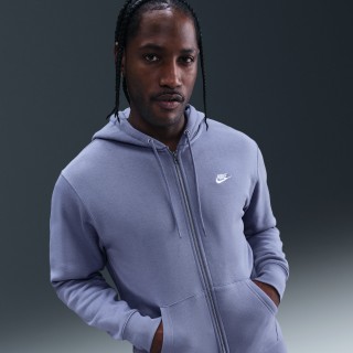 Nike Club fleecehoodie met rits voor heren - Blauw