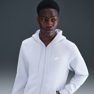 Nike Club fleecehoodie met rits voor heren - Grijs