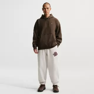 Nike Solo Swoosh fleecebroek met boorden voor heren - Grijs