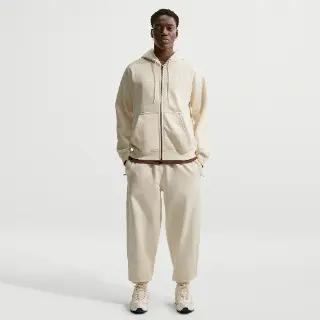 Nike Solo Swoosh fleecebroek met boorden voor heren - Wit