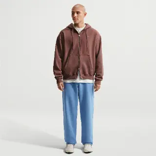 Nike Solo Swoosh fleecebroek met open zoom voor heren - Blauw