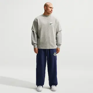 Nike Solo Swoosh fleecebroek met open zoom voor heren - Blauw