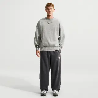 Nike Solo Swoosh fleecebroek met open zoom voor heren - Grijs