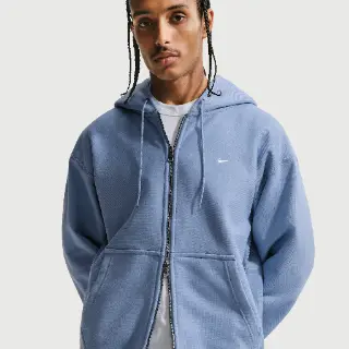 Nike Solo Swoosh fleecehoodie met rits voor heren - Blauw
