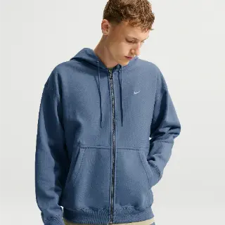 Nike Solo Swoosh fleecehoodie met rits voor heren - Blauw