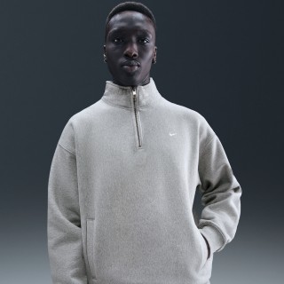 Nike Solo Swoosh fleecetop met korte rits voor heren - Grijs