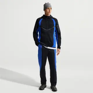 Nike Tech fleecebroek met kleurblokken en open zoom voor heren - Zwart
