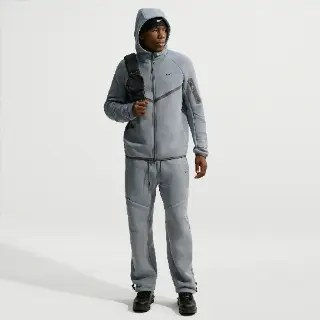 Nike Tech fleecebroek met open zoom en accenten voor heren - Grijs