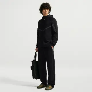 Nike Tech fleecebroek met open zoom en accenten voor heren - Zwart