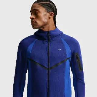 Nike Tech Windrunner fleecejack met kleurblokken en rits over de hele lengte voor heren - Blauw