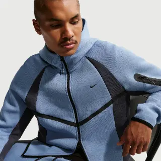 Nike Tech Windrunner fleecejack met kleurblokken en rits over de hele lengte voor heren - Blauw