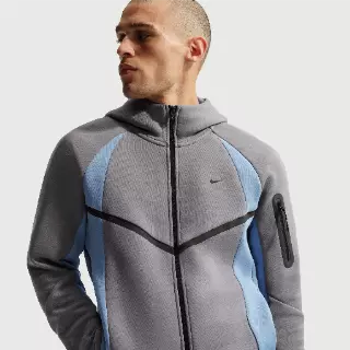 Nike Tech Windrunner fleecejack met kleurblokken en rits over de hele lengte voor heren - Zwart