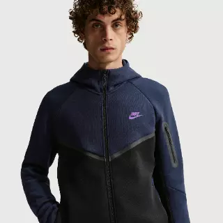 Nike Tech Windrunner herenjack van fleece met rits over de hele lengte - Blauw