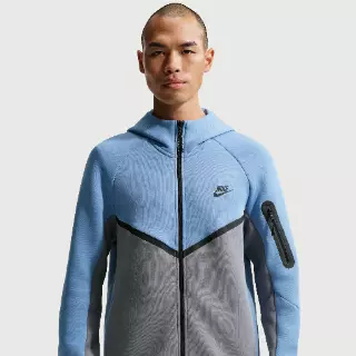 Nike Tech Windrunner herenjack van fleece met rits over de hele lengte - Blauw