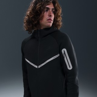 Nike Tech Windrunner herenjack van fleece met rits over de hele lengte en reflecterende accenten - Zwart