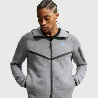 Nike Tech Windrunner herenjack van fleece met rits over de hele lengte - Grijs