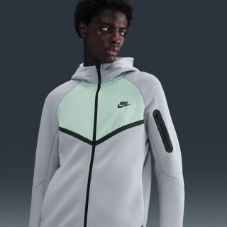 Nike Tech Windrunner herenjack van fleece met rits over de hele lengte - Grijs