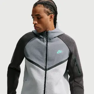 Nike Tech Windrunner herenjack van fleece met rits over de hele lengte - Grijs