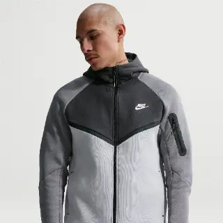 Nike Tech Windrunner herenjack van fleece met rits over de hele lengte - Grijs