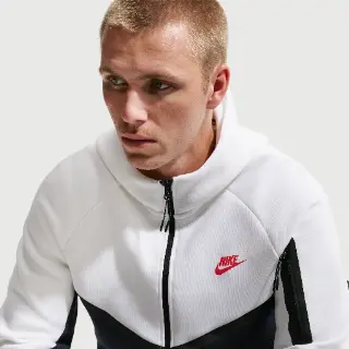 Nike Tech Windrunner herenjack van fleece met rits over de hele lengte - Wit