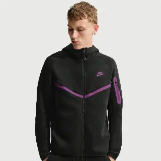 Nike Tech Windrunner herenjack van fleece met rits over de hele lengte - Zwart