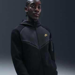 Nike Tech Windrunner herenjack van fleece met rits over de hele lengte - Zwart