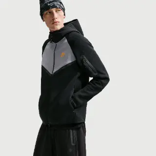 Nike Tech Windrunner herenjack van fleece met rits over de hele lengte - Zwart