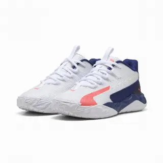 PUMA Dagger 2 middelhoge basketbalschoenen, Blauw/Roze/Wit