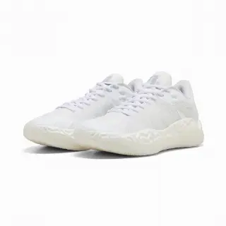PUMA Hali 1 lage uniseks basketbalschoenen, Wit/Zilver