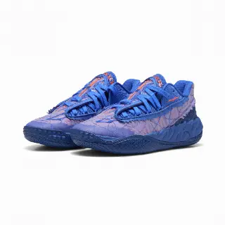 PUMA MB.05 Lo basketbalschoenen, Blauw/Rood