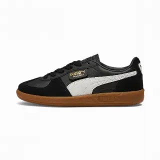 PUMA Palermo leren sneakers voor Dames, Zwart/Grijs