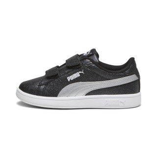 PUMA Smash 3.0 Glitz Glam sneakers voor Dames, Zwart/Wit/Zilver