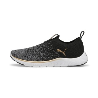 PUMA Softride Remi Slip-on Knit hardloopschoenen voor Dames, Zwart/Grijs/Goud