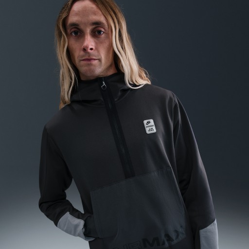 Nike Air Max poly-knit fleecehoodie met halflange rits voor heren - Grijs