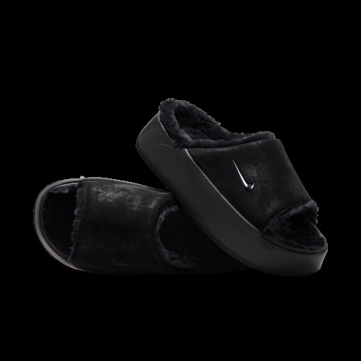Nike Calm Elevation Fur slippers voor dames - Zwart