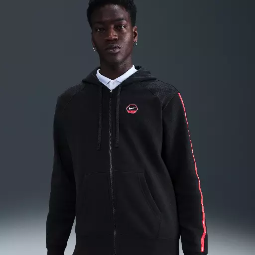 Nike City Side Fleecehoodie met rits over de hele lengte voor heren - Zwart