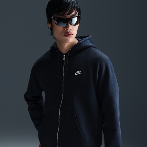 Nike Club fleecehoodie met rits voor heren - Blauw