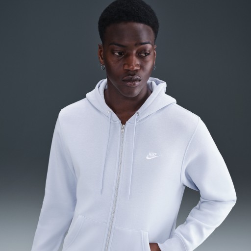 Nike Club fleecehoodie met rits voor heren - Grijs