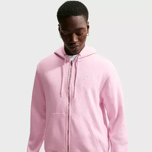 Nike Club fleecehoodie met rits voor heren - Roze