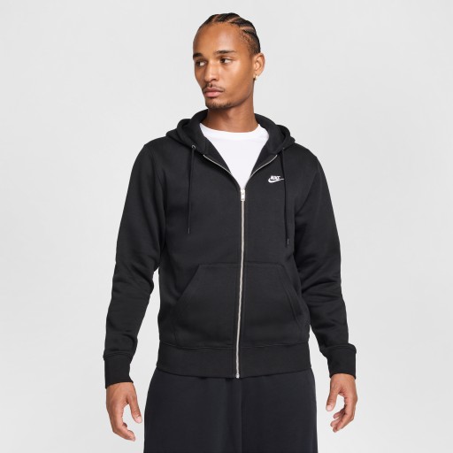 Nike Club fleecehoodie met rits voor heren - Zwart