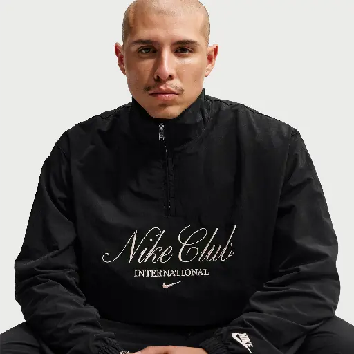 Nike Club herenjack met halflange rits - Zwart