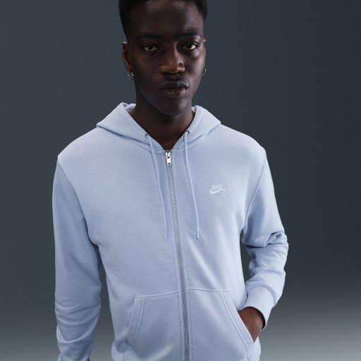 Nike Club hoodie van sweatstof met rits voor heren - Grijs