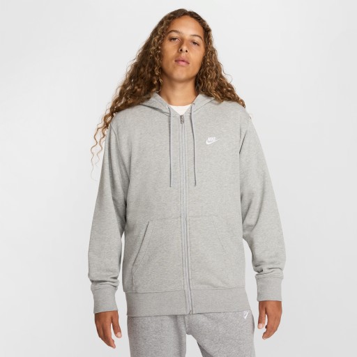 Nike Club hoodie van sweatstof met rits voor heren - Grijs