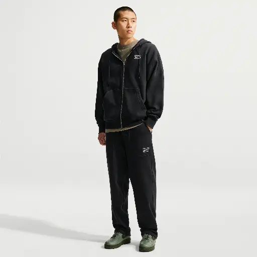 Nike fleece herenbroek met open zoom - Zwart