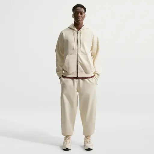 Nike Solo Swoosh fleecebroek met boorden voor heren - Wit