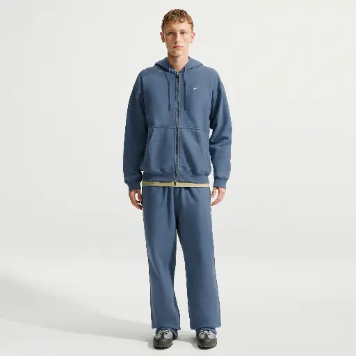 Nike Solo Swoosh fleecebroek met open zoom voor heren - Blauw