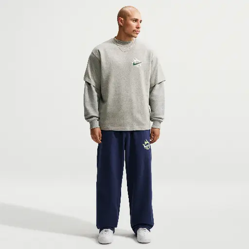 Nike Solo Swoosh fleecebroek met open zoom voor heren - Blauw