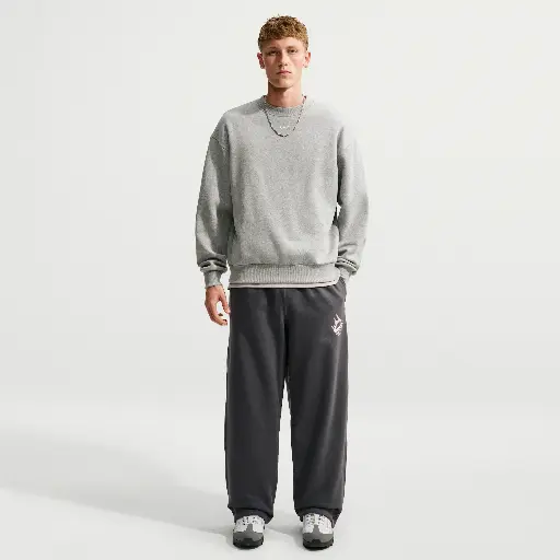 Nike Solo Swoosh fleecebroek met open zoom voor heren - Grijs