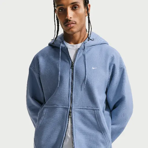 Nike Solo Swoosh fleecehoodie met rits voor heren - Blauw