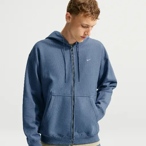 Nike Solo Swoosh fleecehoodie met rits voor heren - Blauw